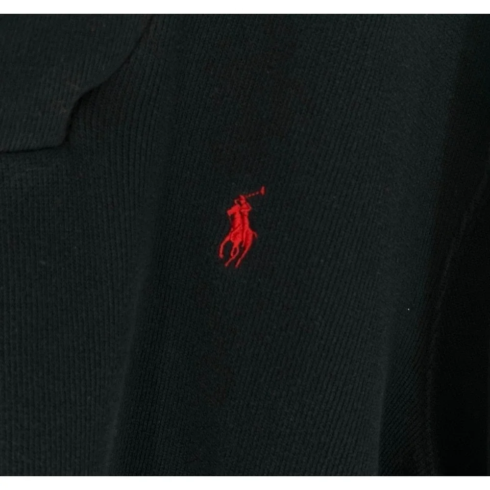 POLO RALPH LAUREN Shawl Collar‎ Sweater Mens XL Navy Blue Ribbed Cotton Pullover